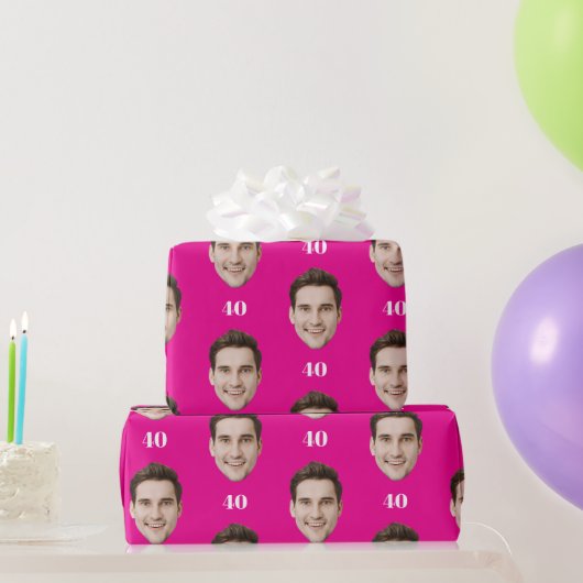Personalized Face 10th 20th 30th 40 Birthday Party Cadeaupapier (Feestgeschenken)