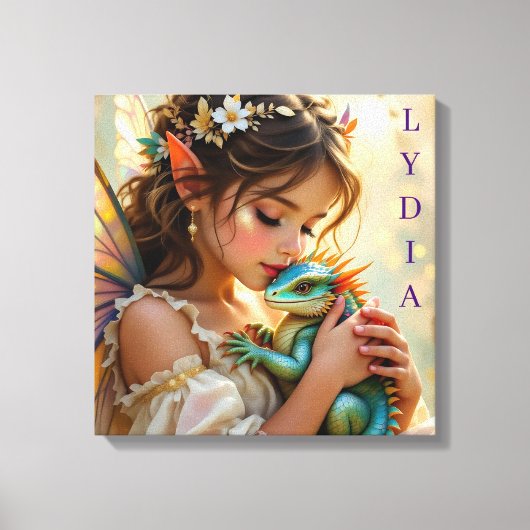 Personalized Fairy and Dragon Mystical Canvas Afdruk (Voorkant)