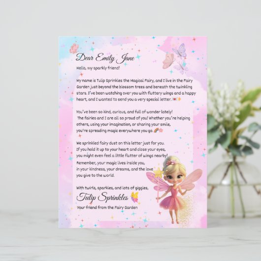 Personalized Fairy Letter for Girls – Custom Name (Staand voorkant)
