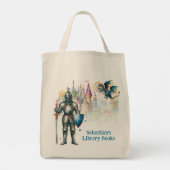 Personalized Fairy Tale Knight Library Book Tote Bag (Achterkant)