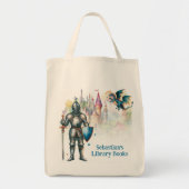 Personalized Fairy Tale Knight Library Book Tote Bag (Voorkant)