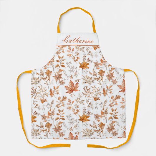 Personalized Fall Autumn Leaves Apron Custom Name Schort (Voorkant)