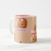 Personalized Fall Cozy Cute Caramel Apple Bow  Tweekleurige Koffiemok (Voorkant links)