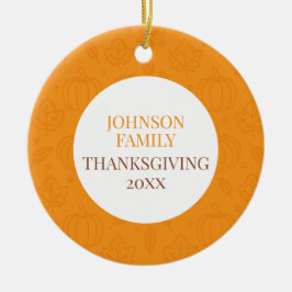 Personalized Fall Family Pumpkin Leaf Pattern Keramisch Ornament