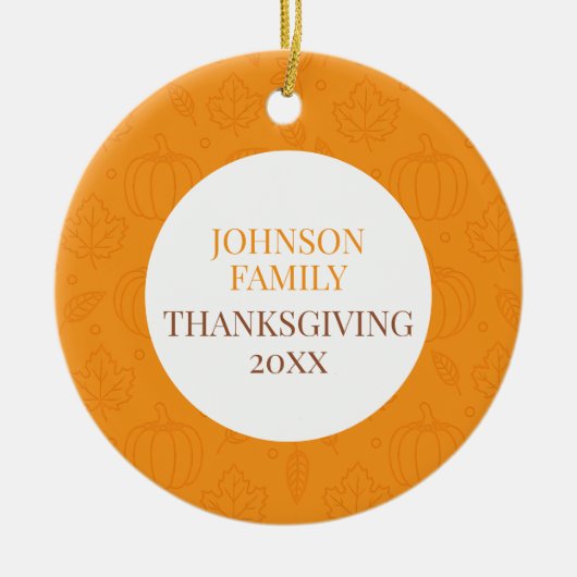 Personalized Fall Family Pumpkin Leaf Pattern Keramisch Ornament (Voorkant)