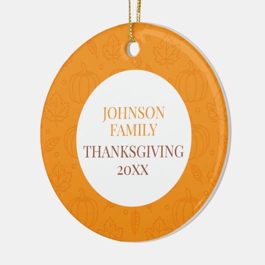Personalized Fall Family Pumpkin Leaf Pattern Keramisch Ornament (Links)