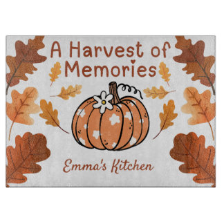 Personalized Fall Glass Cutting Board Snijplank