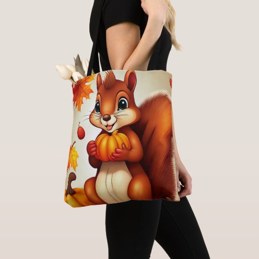 Personalized Fall Squirrel Tote Bag (Dichtbij)