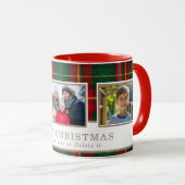 Personalized Family 3 Photo Plaid Christmas  Mok (Voorkant rechts)