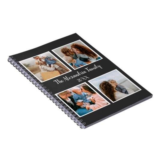 Personalized family 4 photo collage template notitieboek (Rechterzijde)