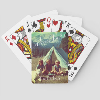 Personalized Family Camping Adventure Pokerkaarten