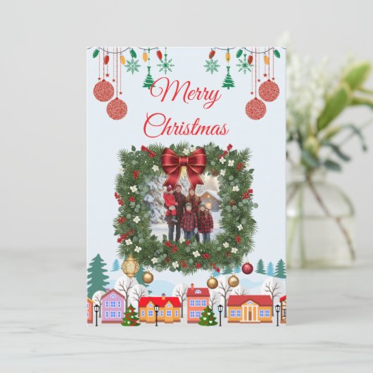 Personalized Family Christmas Photo Card Save The Date (Staand voorkant)
