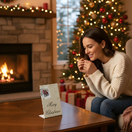 “Personalized Family Christmas Photo Stand” Reclamebord Met Voetstuk