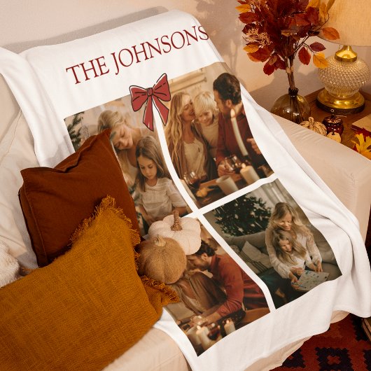 Personalized Family Christmas Photos Blanket Fleece Deken
