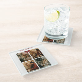Personalized Family Christmas Photos Coaster Glazen Onderzetter