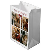 Personalized Family Christmas Photos Gift Bag Medium Cadeauzakje (Voorkant Gekanteld)
