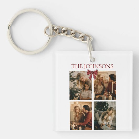 Personalized Family Christmas Photos Keychain (voorkant)