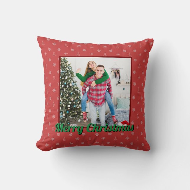 Personalized Family Christmas Stylish Photo Kussen (Voorkant)
