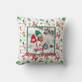 Personalized Family Christmas Stylish Photo Kussen