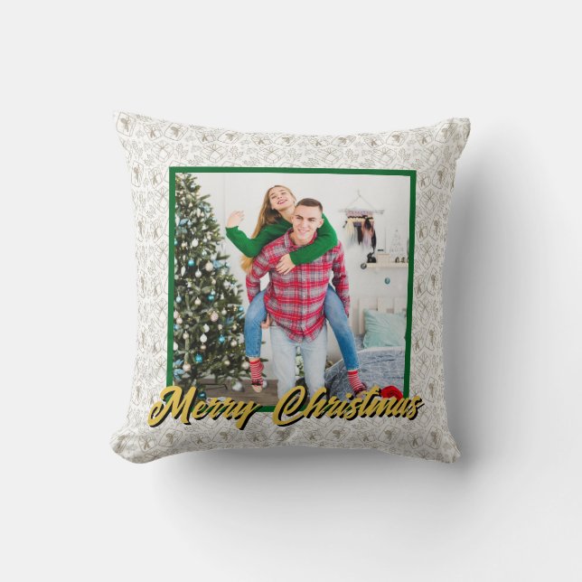 Personalized Family Christmas Stylish Photo Kussen (Voorkant)