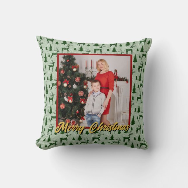 Personalized Family Christmas Stylish Photo Kussen (Voorkant)