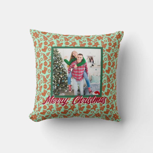 Personalized Family Christmas Stylish Photo Kussen (Voorkant)