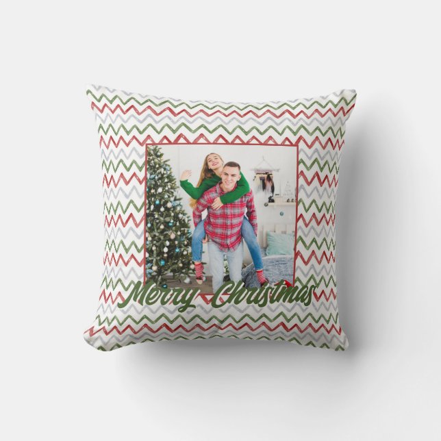 Personalized Family Christmas Stylish Photo Kussen (Voorkant)