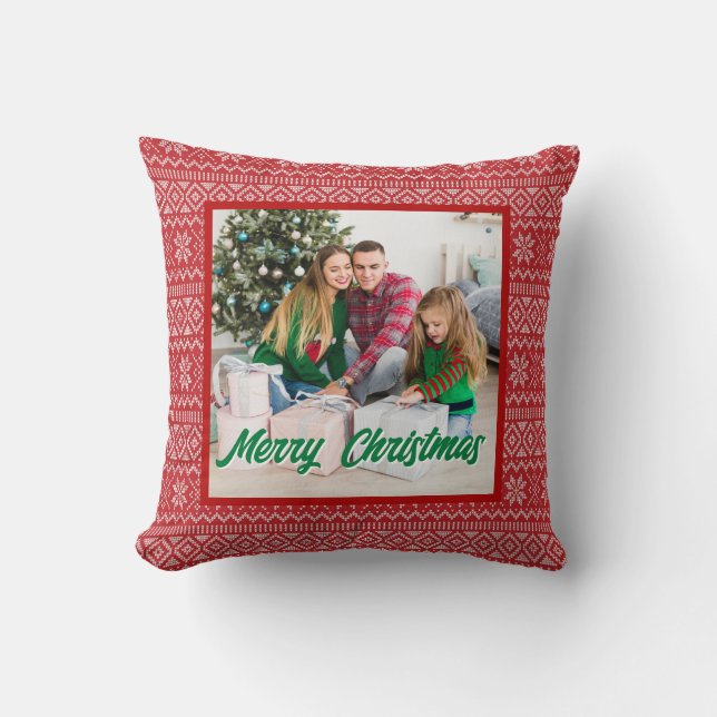 Personalized Family Christmas Stylish Photo Kussen (Voorkant)