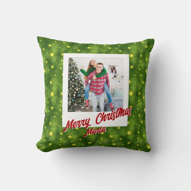 Personalized Family Christmas Stylish Photo  Kussen (Voorkant)