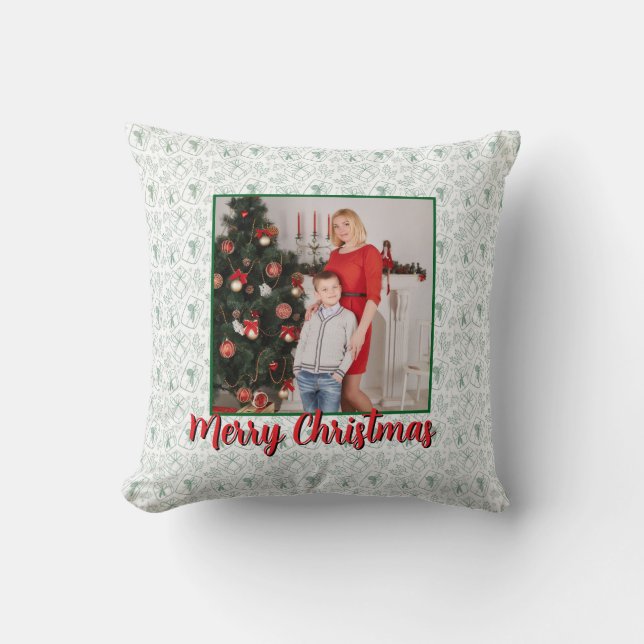 Personalized Family Christmas Stylish Photo Kussen (Voorkant)