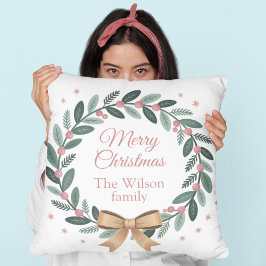 Personalized Family Christmas Wreath Kussen