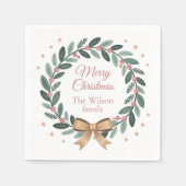 Personalized Family Christmas Wreath Servet (Voorkant)