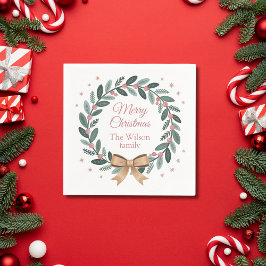Personalized Family Christmas Wreath Servet