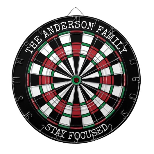 Personalized Family Dartboard Stay Focused Wall Dartbord (Voorkant)