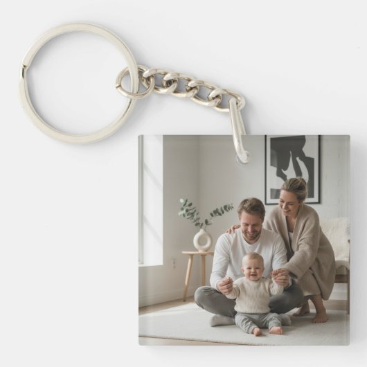 Personalized Family Double Sided Two Photo Keychai Sleutelhanger (Voorkant)