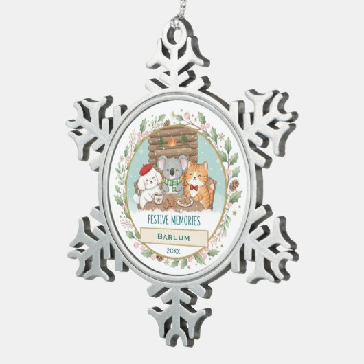 Personalized Family Keepsake  Tin Sneeuwvlok Ornament (Rechts)