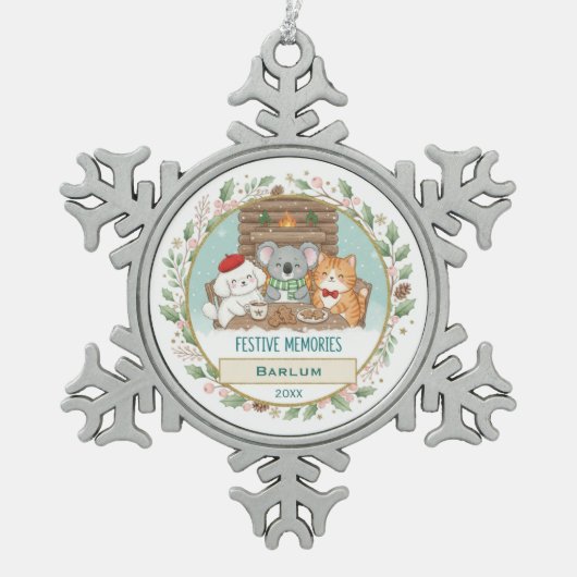 Personalized Family Keepsake  Tin Sneeuwvlok Ornament (Voorkant)