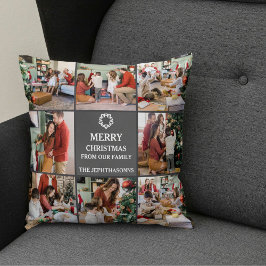 Personalized Family Merry Christmas Photo Collage Kussen