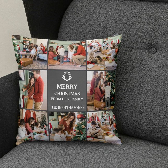 Personalized Family Merry Christmas Photo Collage Kussen (Creator heeft geüpload)