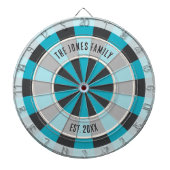 Personalized Family Name and Year Modern Blue Dartbord (Voorkant)