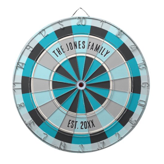 Personalized Family Name and Year Modern Blue Dartbord (Voorkant)