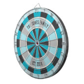 Personalized Family Name and Year Modern Blue Dartbord (Voorkant Rechts)