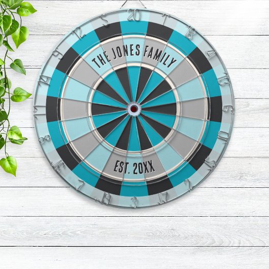 Personalized Family Name and Year Modern Blue Dartbord
