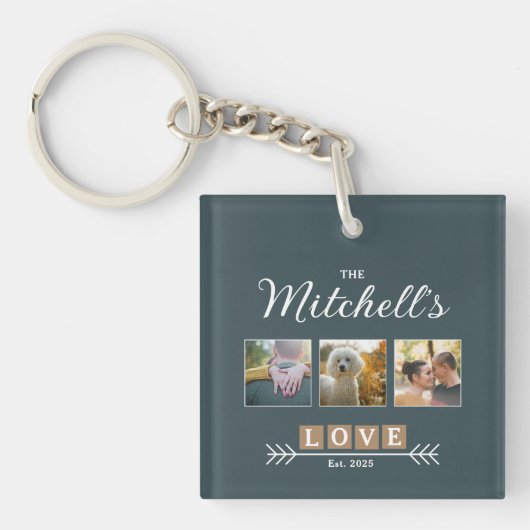 Personalized Family Name and Year Photo  Sleutelhanger (voorkant)