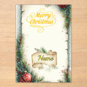 Personalized Family Name Christmas Card, Rustic Pi Acryl Uitnodigingen (Voorkant)