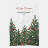 Personalized Family Name Christmas Tree Theedoek (Verticaal)