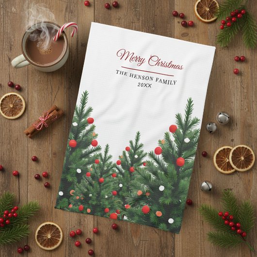 Personalized Family Name Christmas Tree Theedoek