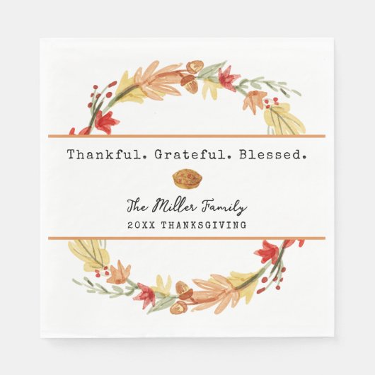 Personalized Family Name Custom Fall Thanksgiving Servet (Voorkant)
