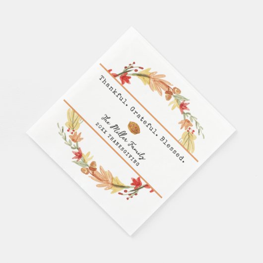 Personalized Family Name Custom Fall Thanksgiving Servet (Hoek)