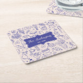 Personalized Family Name Cute Hand Drawn Food Kartonnen Onderzetters (Schuin)